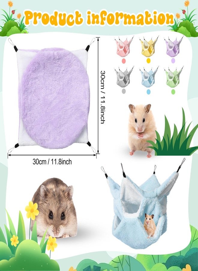 جيريفي مجموعة أرجوحة جيريفي المكونة من 6 قطع بثلاث طبقات للفئران، أرجوحة للحيوانات الصغيرة، أرجوحة معلقة للخنازير الغينية والنموس، ملحقات قفص الحيوانات الأليفة للهامستر والشنشيلة للنوم واللعب (6 ألوان) - Image 2